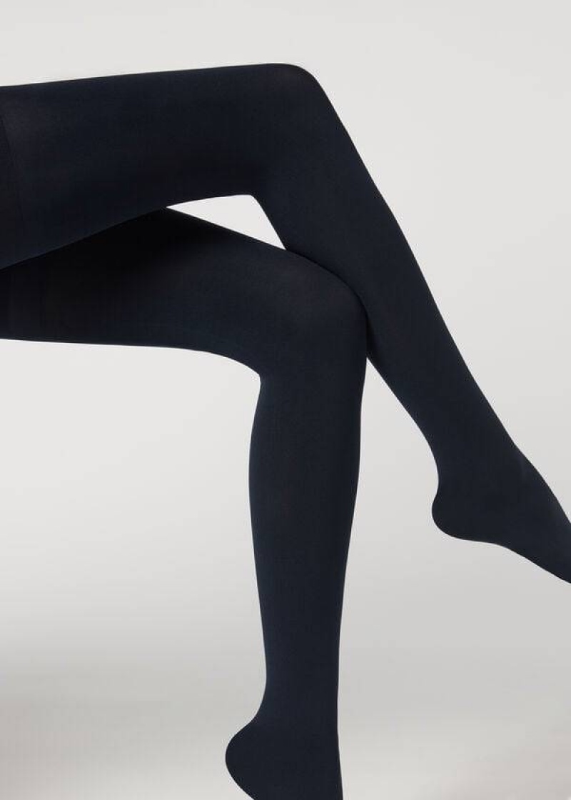 κολαν Calzedonia 80 Denier Super Opaque Total Shaper γυναικεια μπλε | GR1046OR