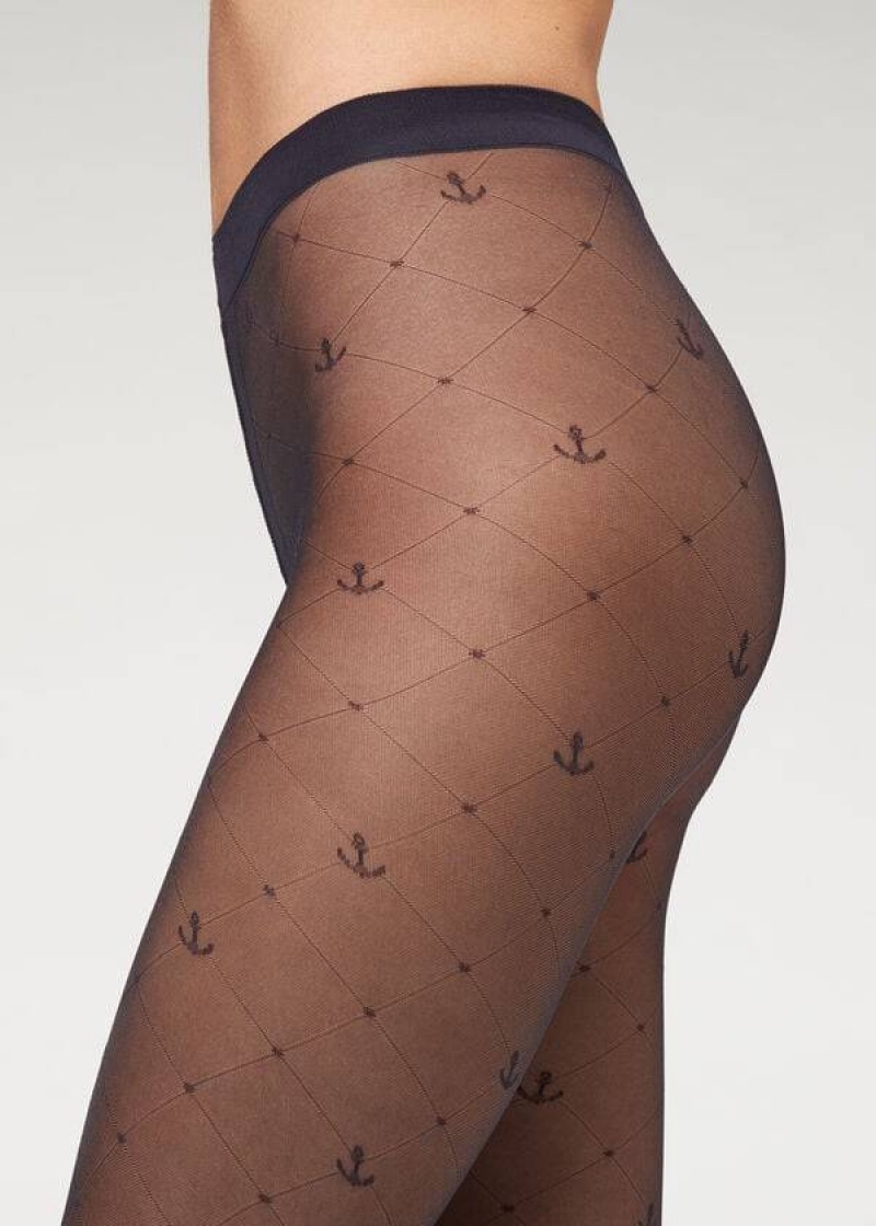 κολαν Calzedonia Marine Sheer 50 Denier Patterned γυναικεια μπλε | GR1114NB
