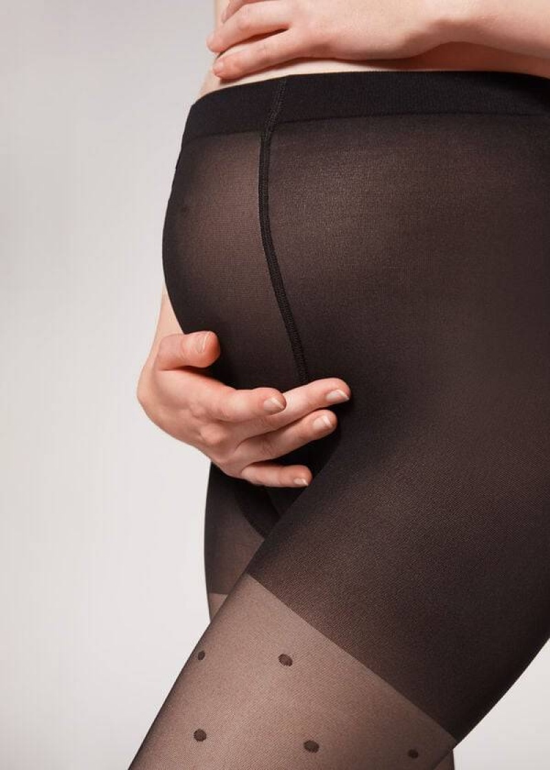 κολαν Calzedonia Maternity Polka Dot γυναικεια μαυρα | GR1006XF