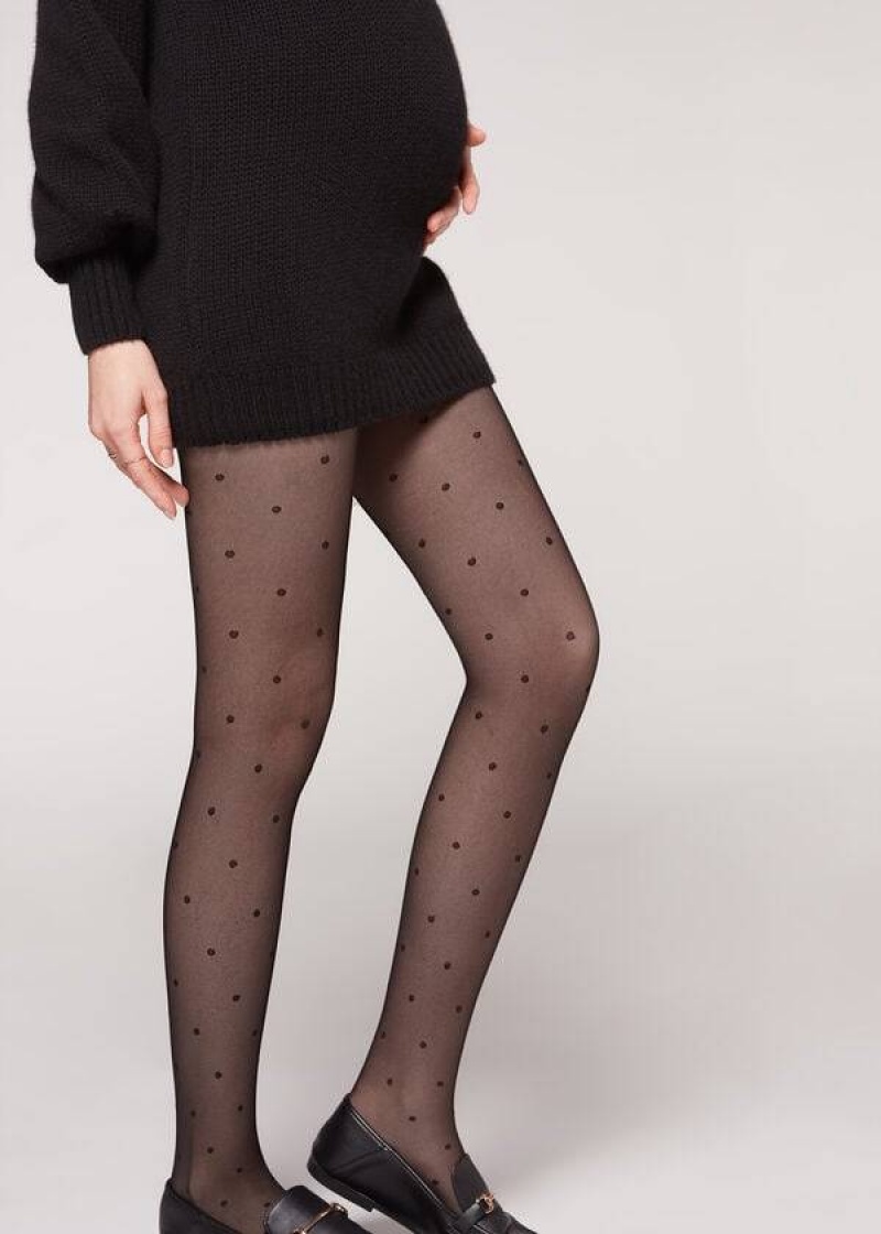 κολαν Calzedonia Maternity Polka Dot γυναικεια μαυρα | GR1006XF