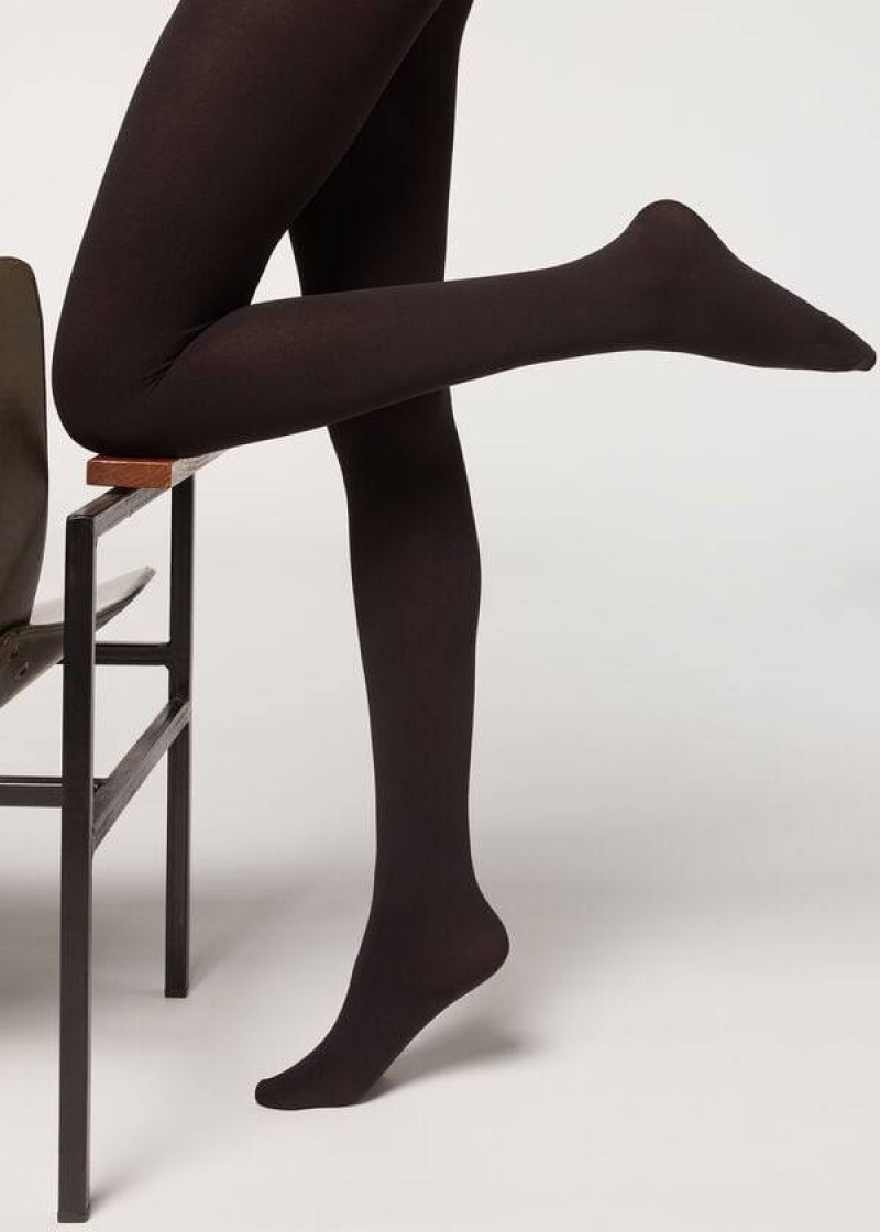 κολαν Calzedonia Opaque 100 Denier βαμβακερα and Microfiber γυναικεια μαυρα | GR1051FM