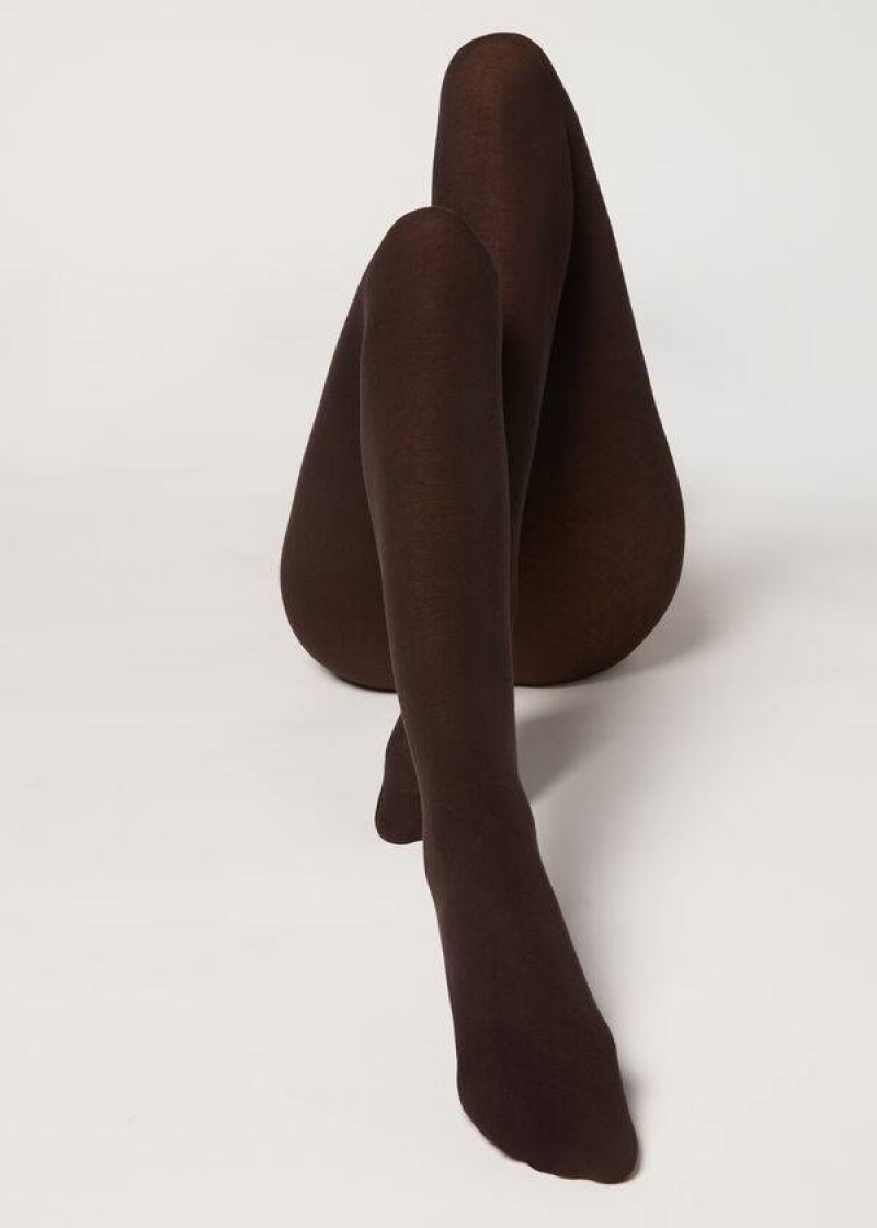 κολαν Calzedonia Opaque 150 Denier in Eco βαμβακερα γυναικεια καφε | GR1054JJ