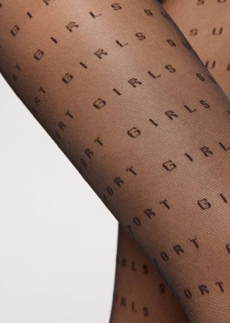 κολαν Calzedonia Sheer 30 Denier Support Text Patterned γυναικεια μαυρα | GR1131HK