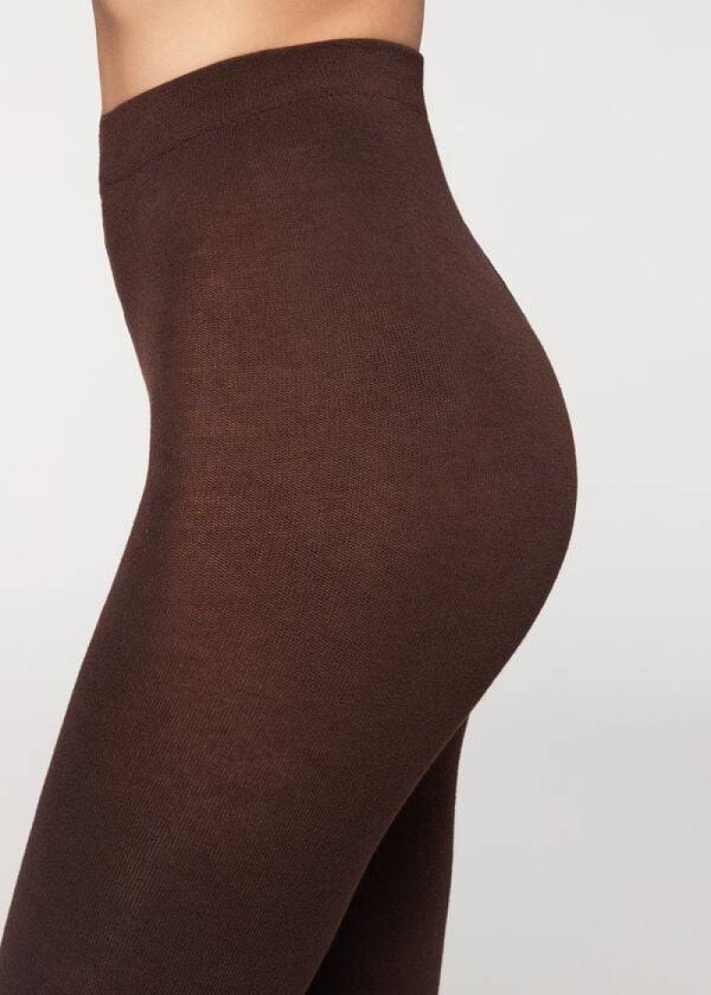 κολαν Calzedonia Soft Modal and Cashmere Blend Opaque γυναικεια καφε | GR1058XF