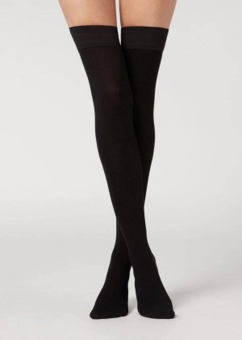 Κάλτσεσ Calzedonia Cashmere Thigh-Highs γυναικεια μαυρα | GR1261HK