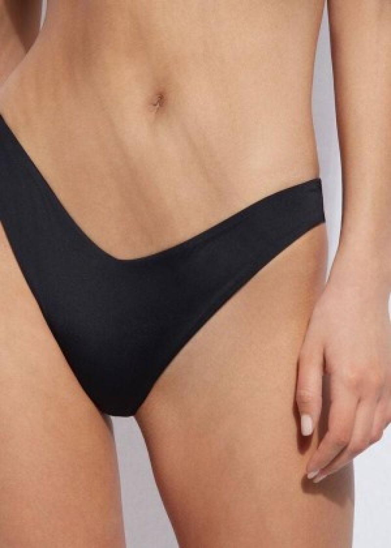 μπικίνι πάτο Calzedonia High Cut Indonesia Eco γυναικεια μαυρα | GR1395ZG