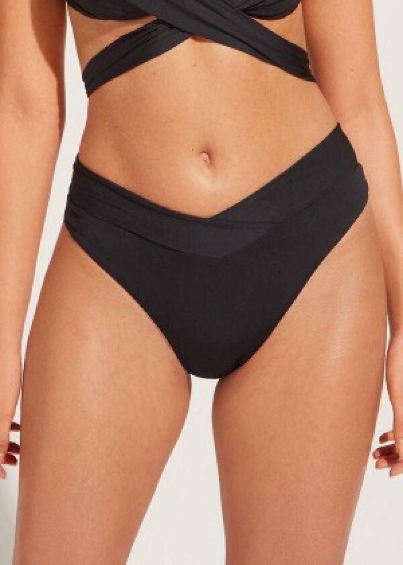 μπικίνι πάτο Calzedonia High-waist V-Cut Brazilian Indonesia γυναικεια μαυρα | GR1461IS