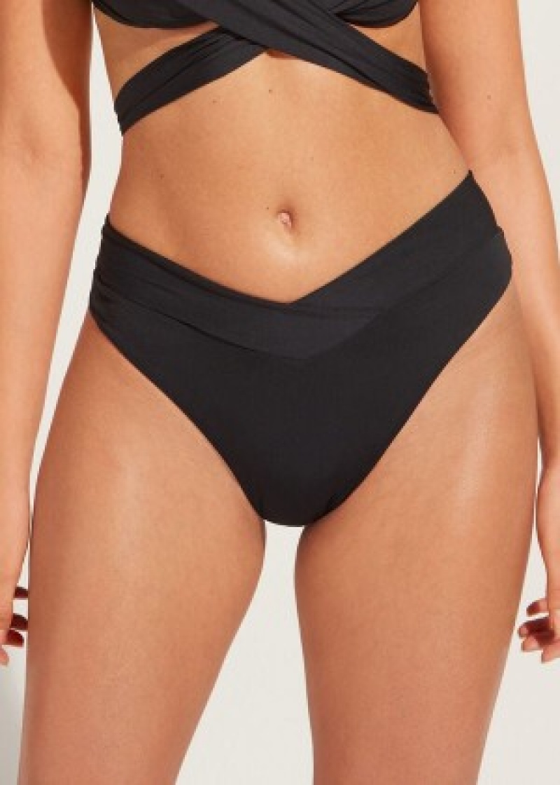 μπικίνι πάτο Calzedonia High-waist V-Cut Brazilian Indonesia Eco γυναικεια μαυρα | GR1466DN