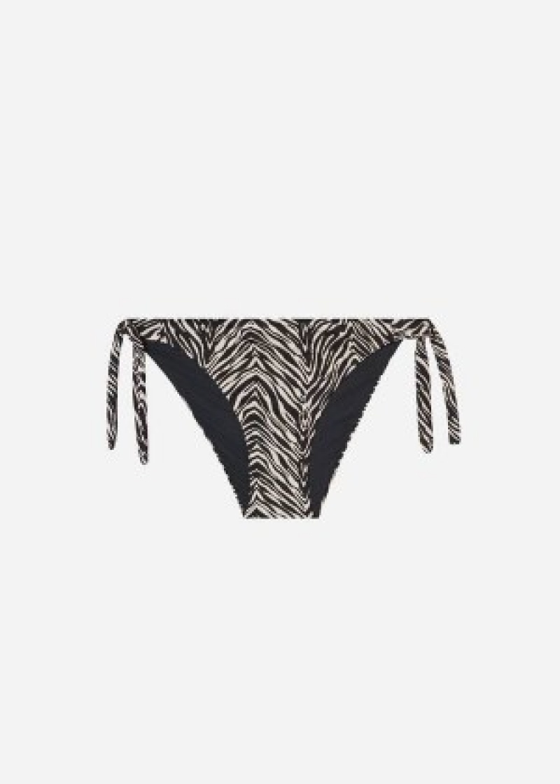 μπικίνι πάτο Calzedonia Tied Zebra Nairobi γυναικεια μαυρα | GR1656XF
