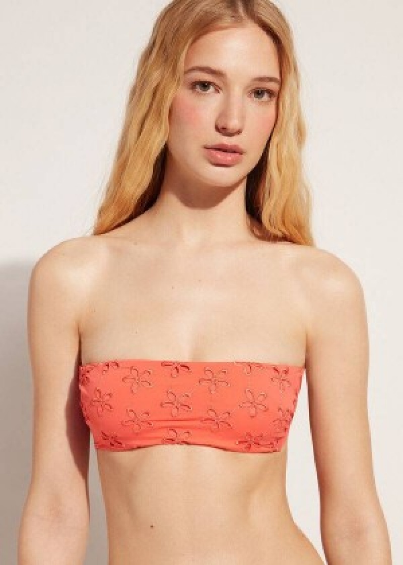 μπικίνι τοπ Calzedonia Με Επένδυση Bandeau Corfù γυναικεια κοραλι πορτοκαλι | GR1785ZG