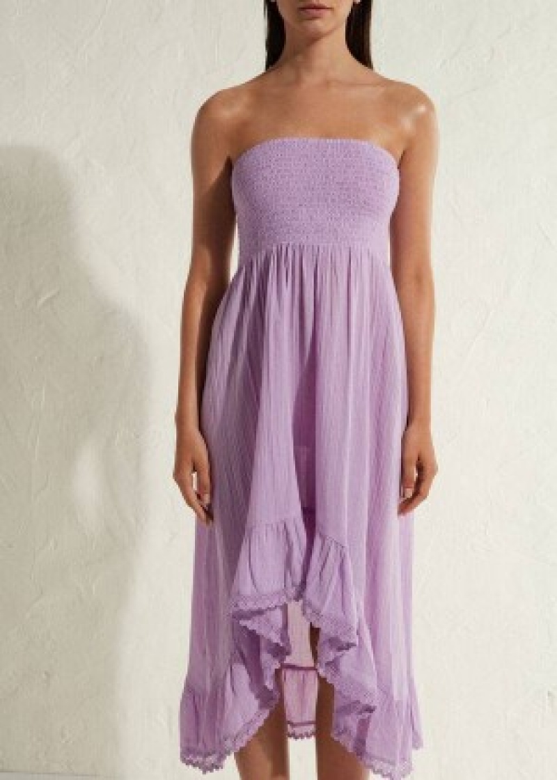 Cover Ups Calzedonia βαμβακερα Convertible φορεμα γυναικεια μωβ | GR2068JJ