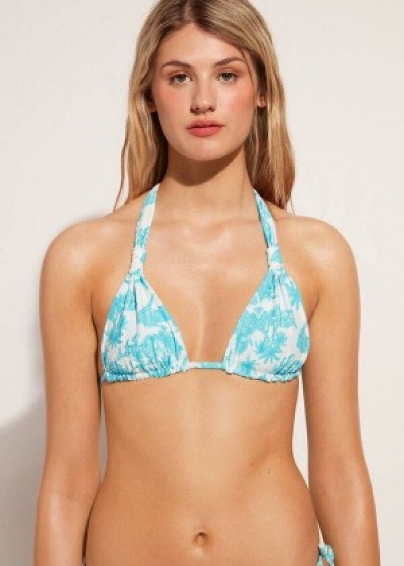 μπικίνι τοπ Calzedonia Triangle String Sorrento γυναικεια μπλε | GR2059IS