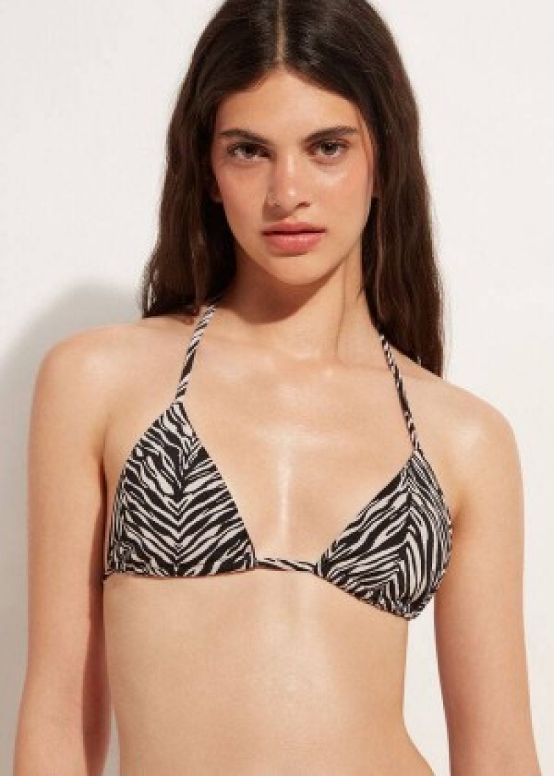 μπικίνι τοπ Calzedonia Triangle String Zebra Nairobi γυναικεια μαυρα | GR2065FM