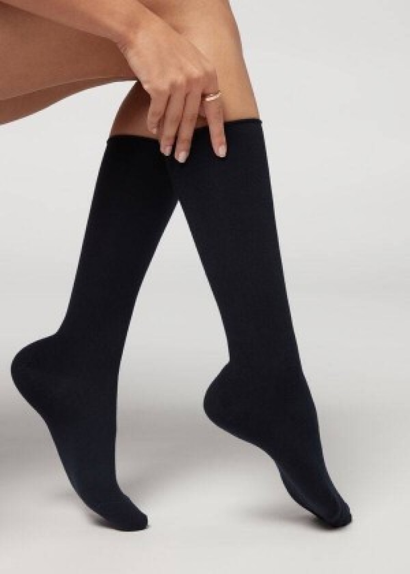 καλτσεσ Calzedonia Cashmere Blend 3/4 Long γυναικεια μπλε | GR2236EX