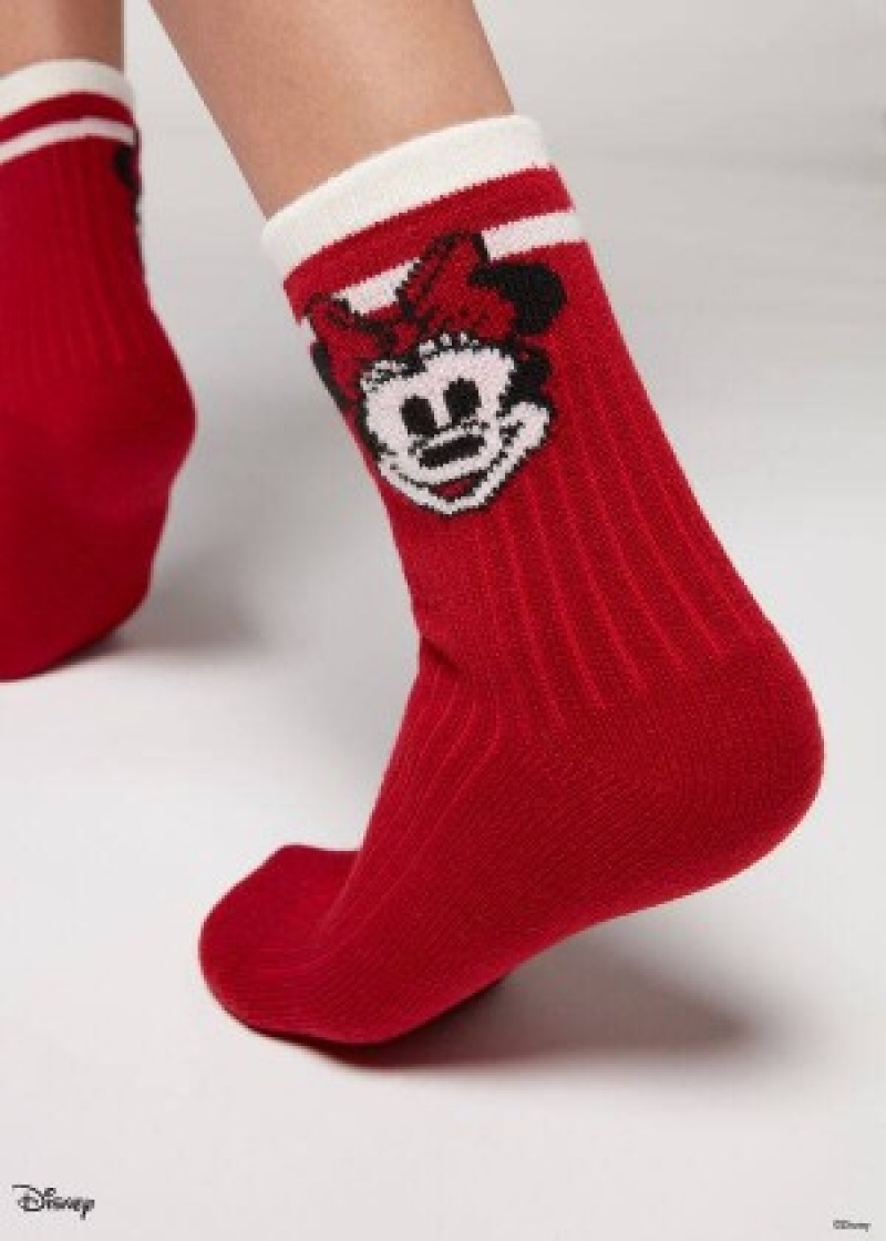 καλτσεσ Calzedonia Christmas Minnie Disney Soft κοντο γυναικεια κοκκινα | GR2366SO
