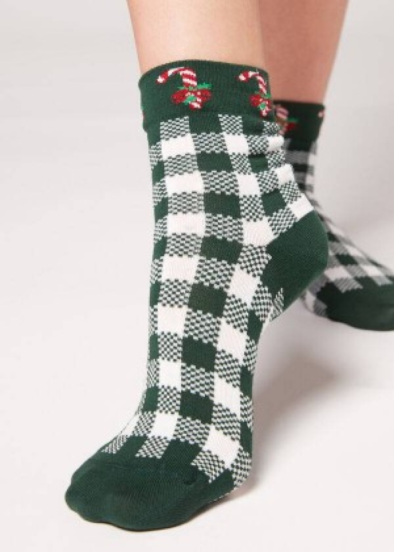καλτσεσ Calzedonia Christmas Series κοντο γυναικεια πρασινο | GR2367AP