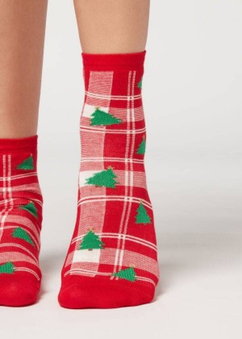 καλτσεσ Calzedonia Christmas κοντο γυναικεια κοκκινα | GR2371UT
