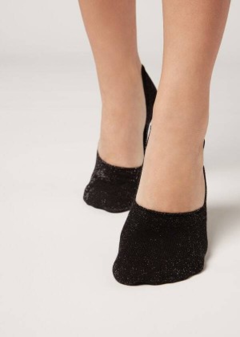 καλτσεσ Calzedonia Glitter βαμβακερα Invisible γυναικεια μαυρα | GR2208QZ