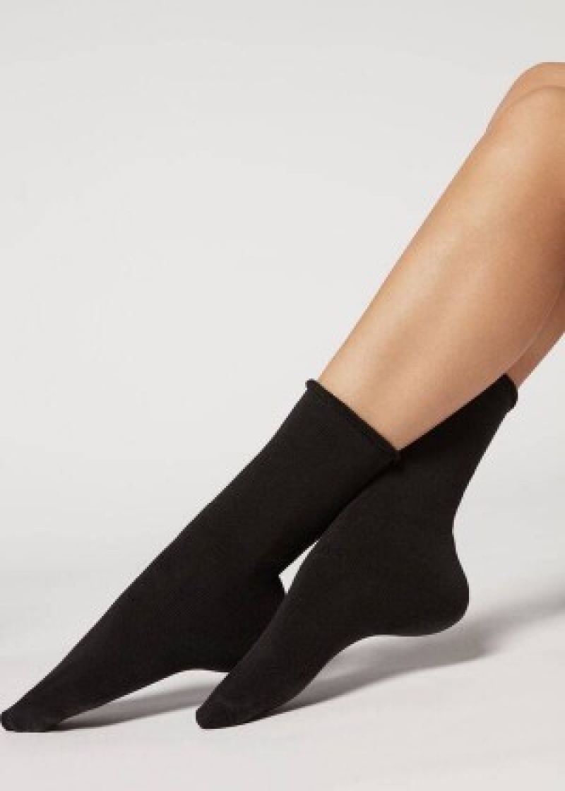 καλτσεσ Calzedonia Long Thermal βαμβακερα γυναικεια μαυρα | GR2248GL