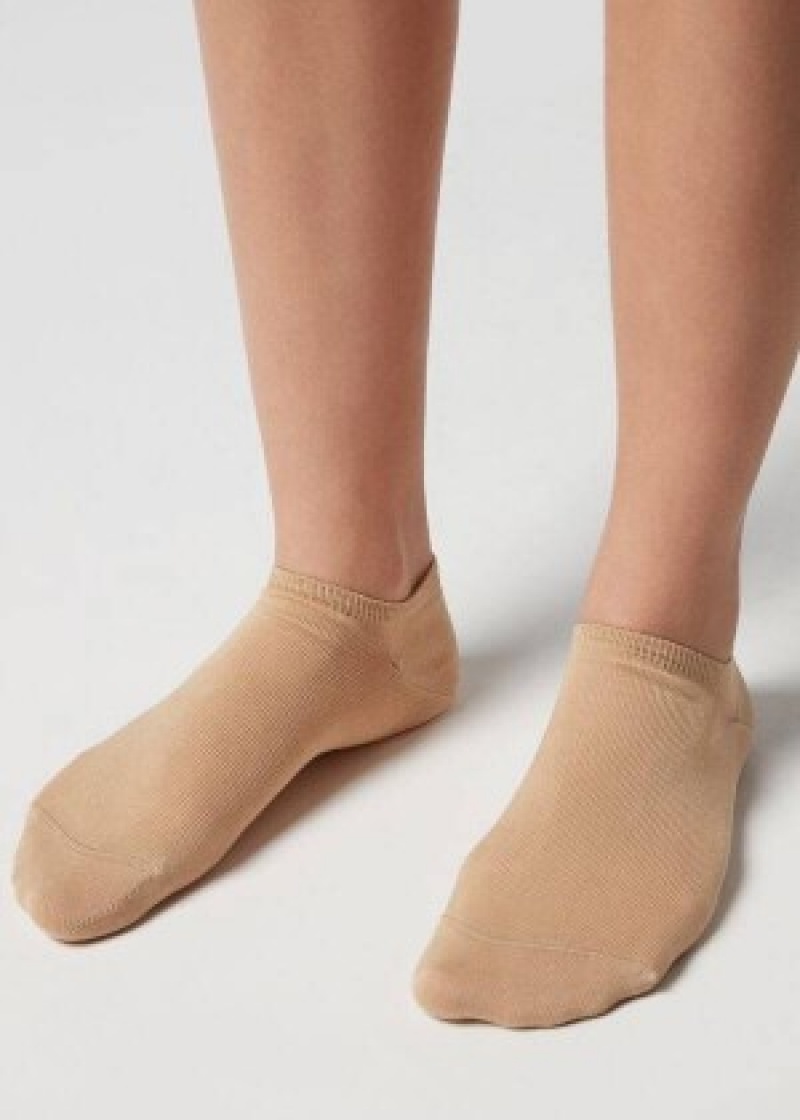 καλτσεσ Calzedonia βαμβακερα No-Show rosa γυναικεια καφε Μπεζ | GR2286QZ