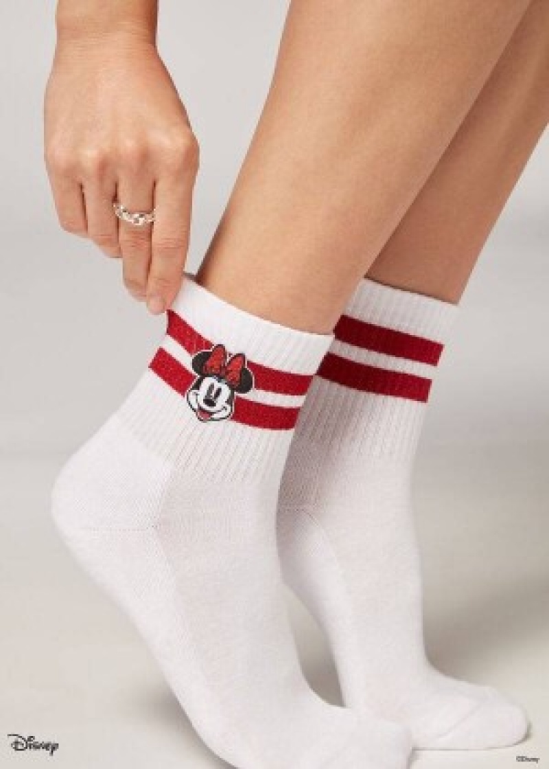 καλτσεσ Calzedonia Disney Minnie Mouse κοντο Αθλητικά γυναικεια ασπρα | GR2420PQ