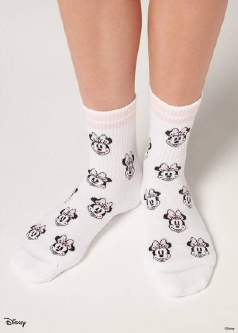 καλτσεσ Calzedonia Disney Patterned κοντο γυναικεια ασπρα ροζ | GR2421OR