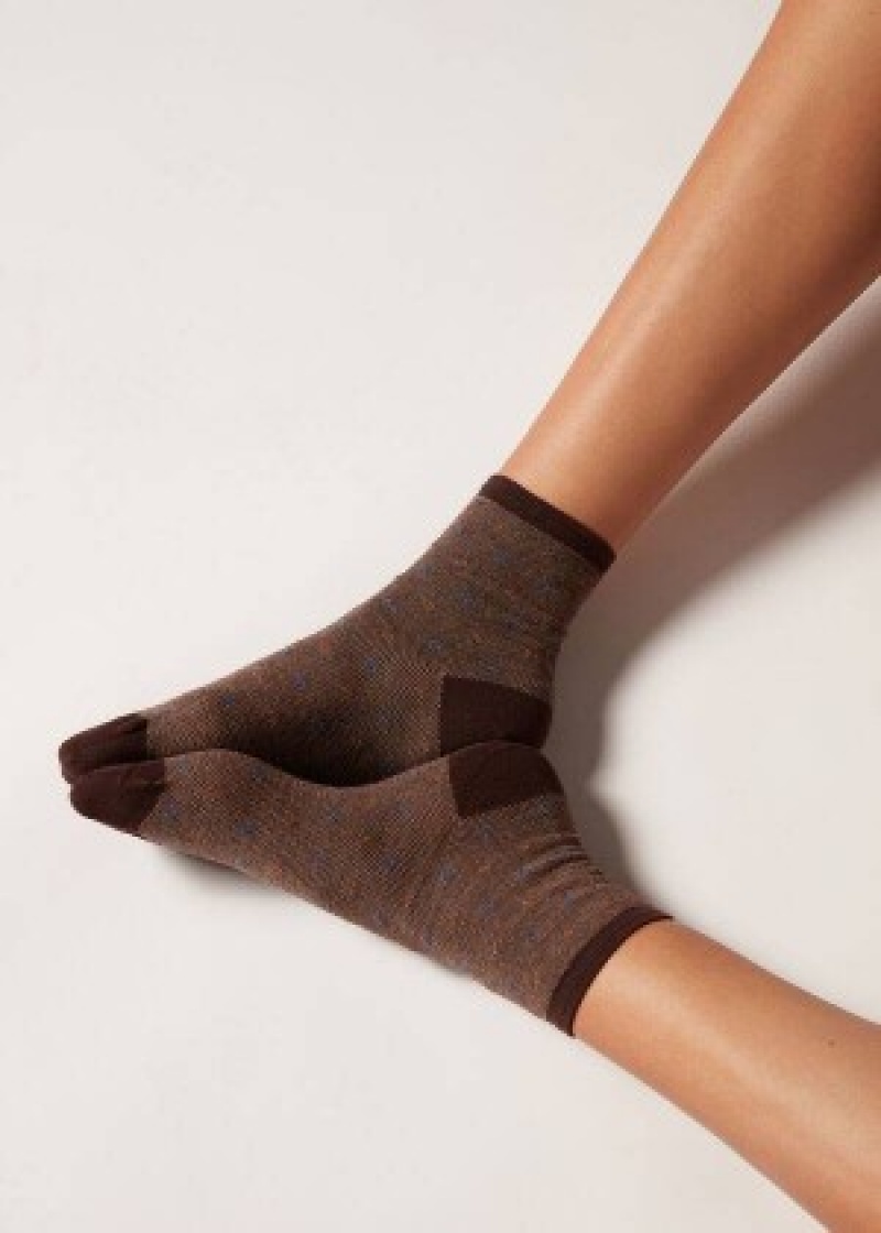 καλτσεσ Calzedonia Dot-Pattern κοντο γυναικεια καφε | GR2427EX