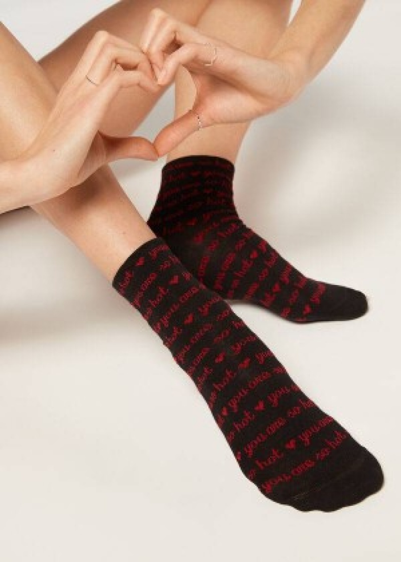 καλτσεσ Calzedonia Love Pattern κοντο γυναικεια μαυρα | GR2447OR