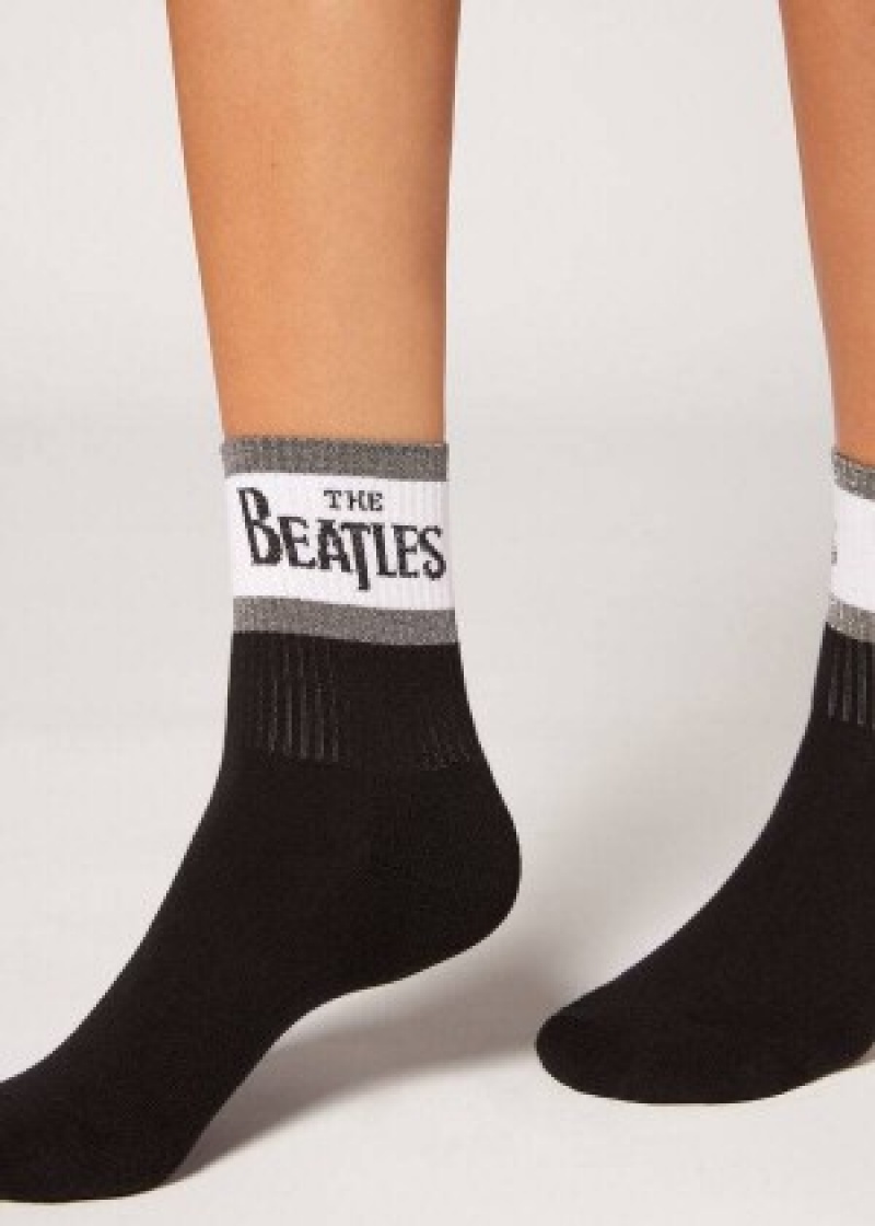 καλτσεσ Calzedonia The Beatles Logo κοντο γυναικεια μαυρα | GR2550PQ