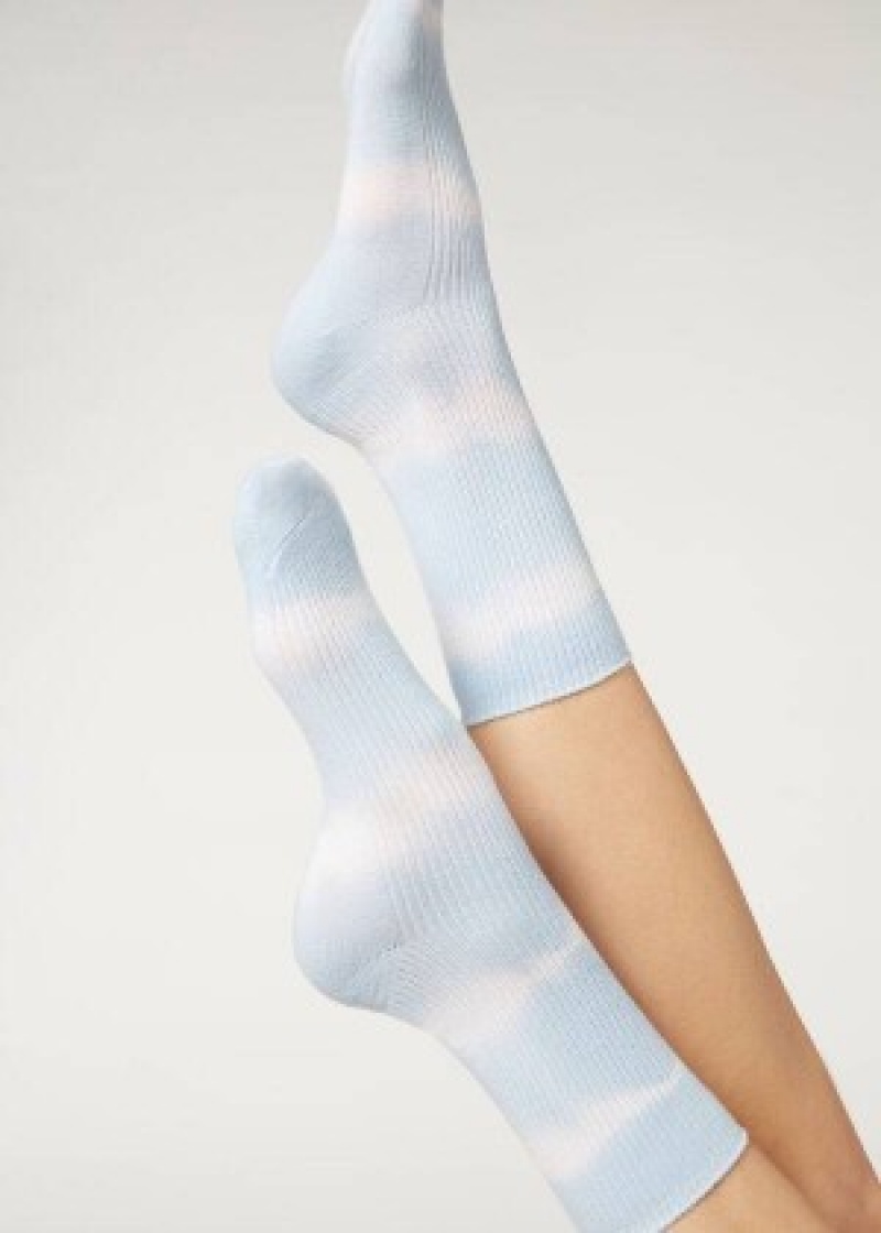 καλτσεσ Calzedonia Tie Dye Patterned κοντο γυναικεια μπλε | GR2551OR
