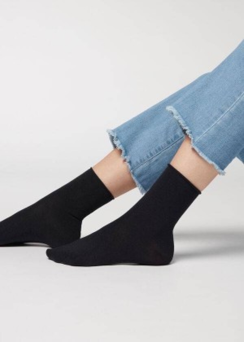 καλτσεσ Calzedonia Μαλλί and βαμβακερα κοντο γυναικεια μπλε | GR2558WY