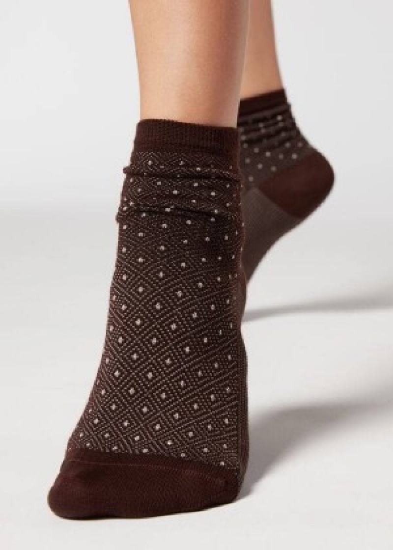 καλτσεσ Calzedonia κοντο Patterned γυναικεια καφε | GR2507QZ