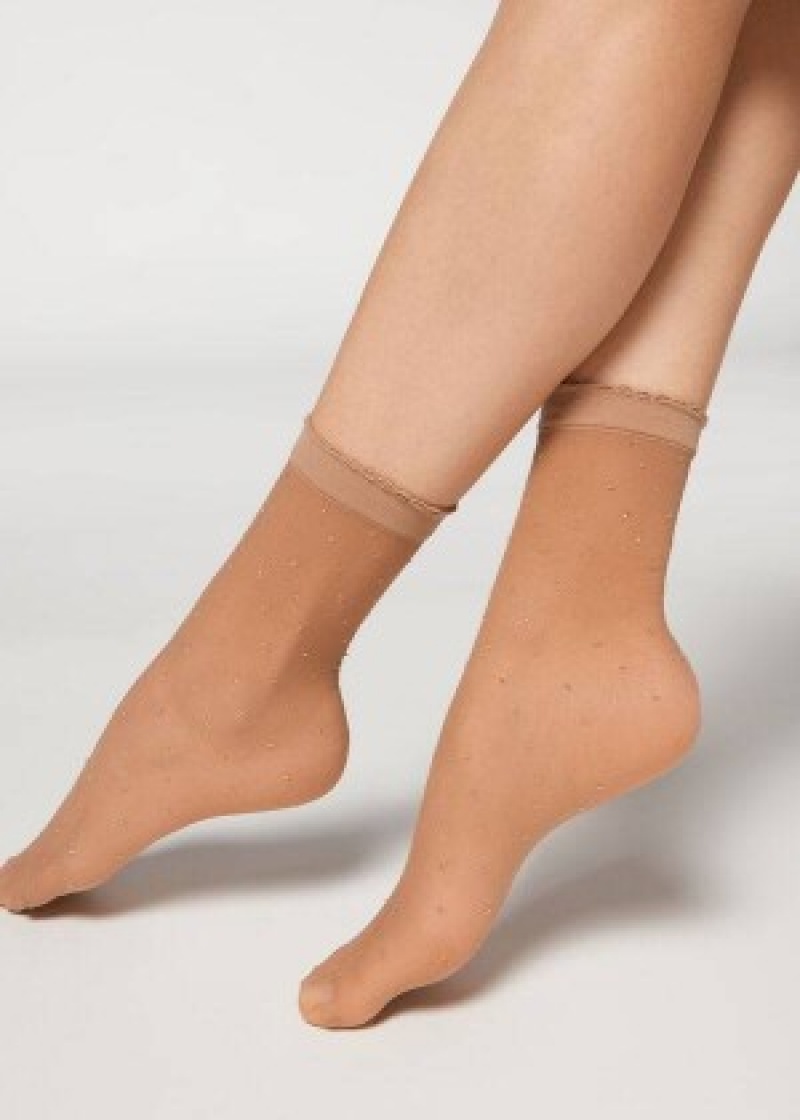 καλτσεσ Calzedonia κοντο Polka Dot Tulle γυναικεια Μπεζ | GR2511VD