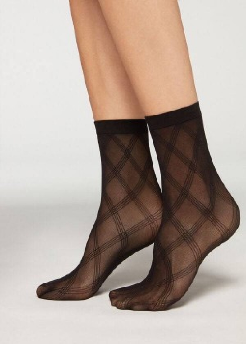 καλτσεσ Calzedonia κοντο in Diamond Eco Mesh γυναικεια μαυρα | GR2500IS