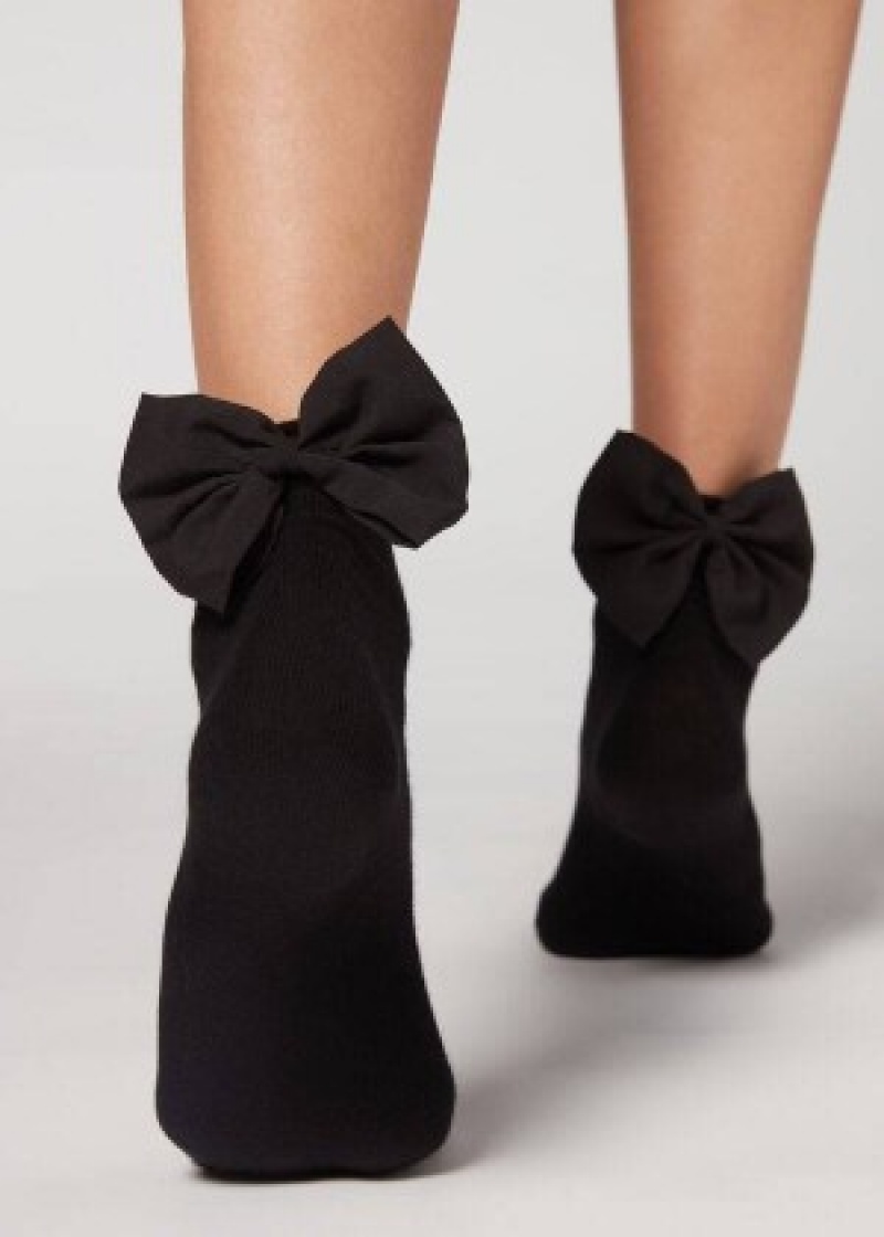 καλτσεσ Calzedonia κοντο with Bow γυναικεια μαυρα | GR2521DN