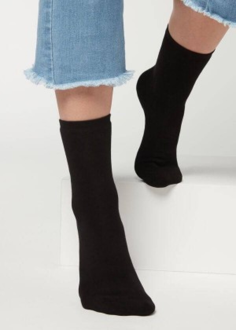 καλτσεσ Calzedonia κοντο βαμβακερα Thermal γυναικεια μαυρα | GR2490KI