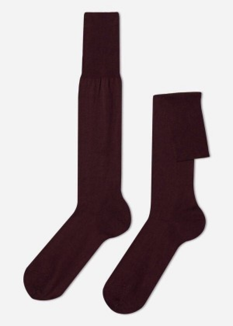 καλτσεσ Calzedonia Lisle Thread Long ανδρικα μπορντο | GR2761LH