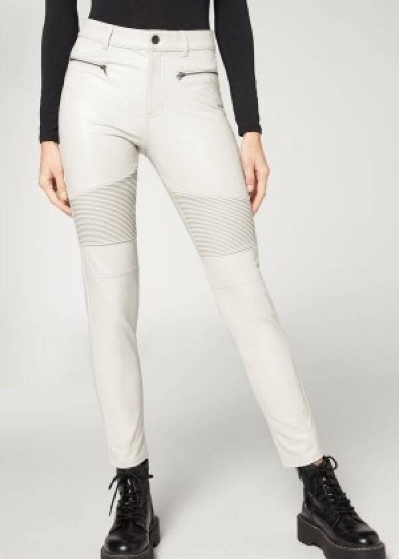 κολαν Calzedonia Coated Thermal Κοκαλιάρης ποδηλατου γυναικεια ασπρα | GR2631IS