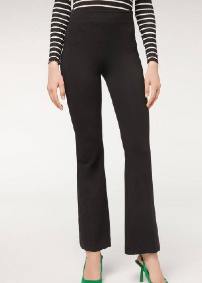 κολαν Calzedonia Flared in Supima Ultra Light βαμβακερα γυναικεια μαυρα | GR2654EX
