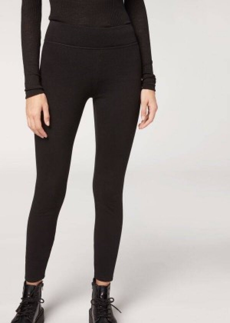 κολαν Calzedonia Plush Ultra Thermal γυναικεια μαυρα | GR2672AP