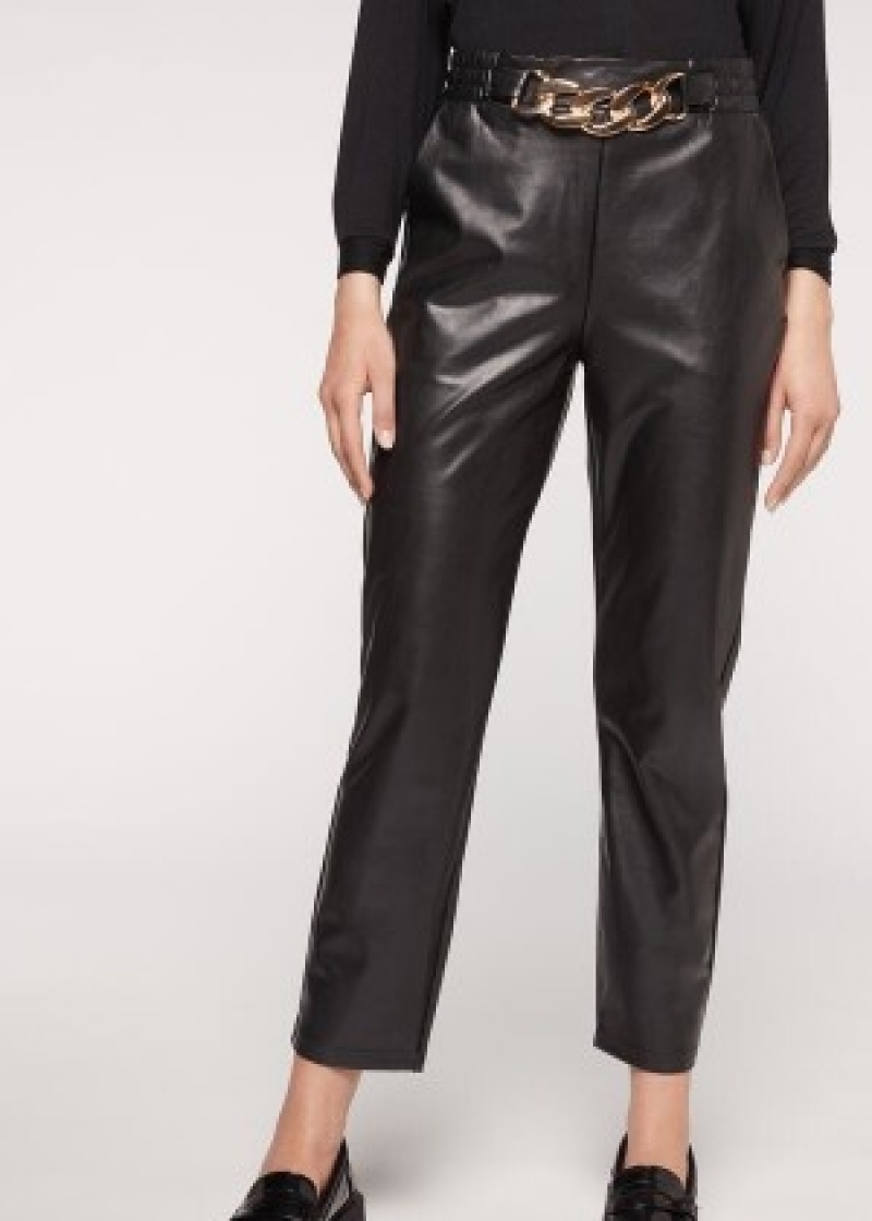 κολαν Calzedonia Thermal Coated Effect with Chain Trim γυναικεια μαυρα | GR2698SO