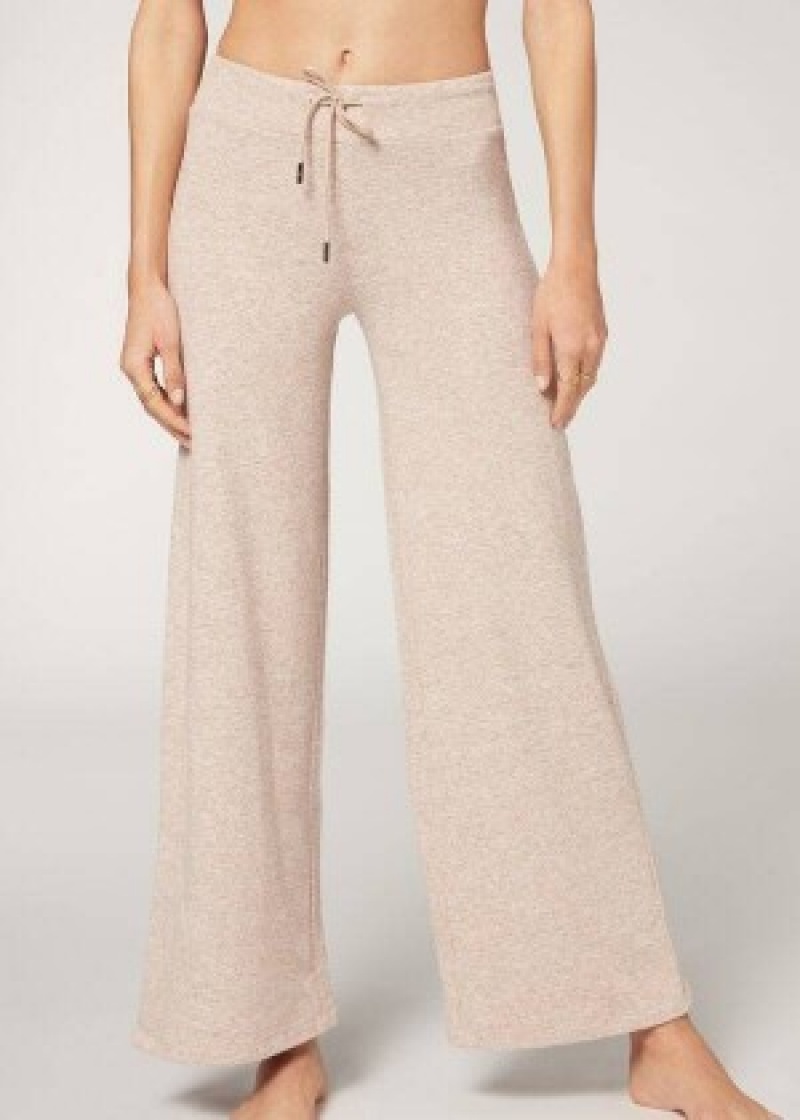 παντελονι Calzedonia Cashmere Palazzo γυναικεια Μπεζ | GR2715DN