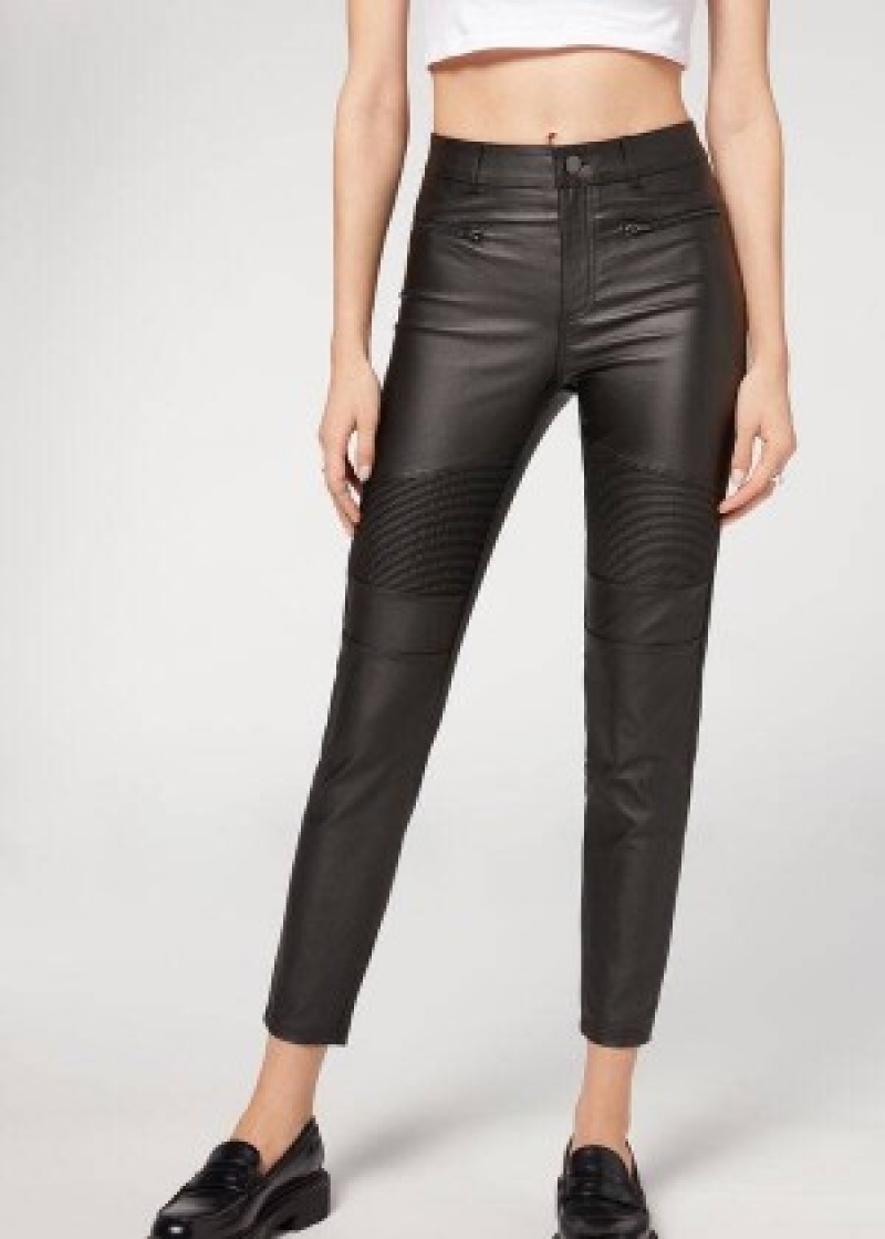 παντελονι Calzedonia Coated Κοκαλιάρης ποδηλατου γυναικεια μαυρα | GR2721UT