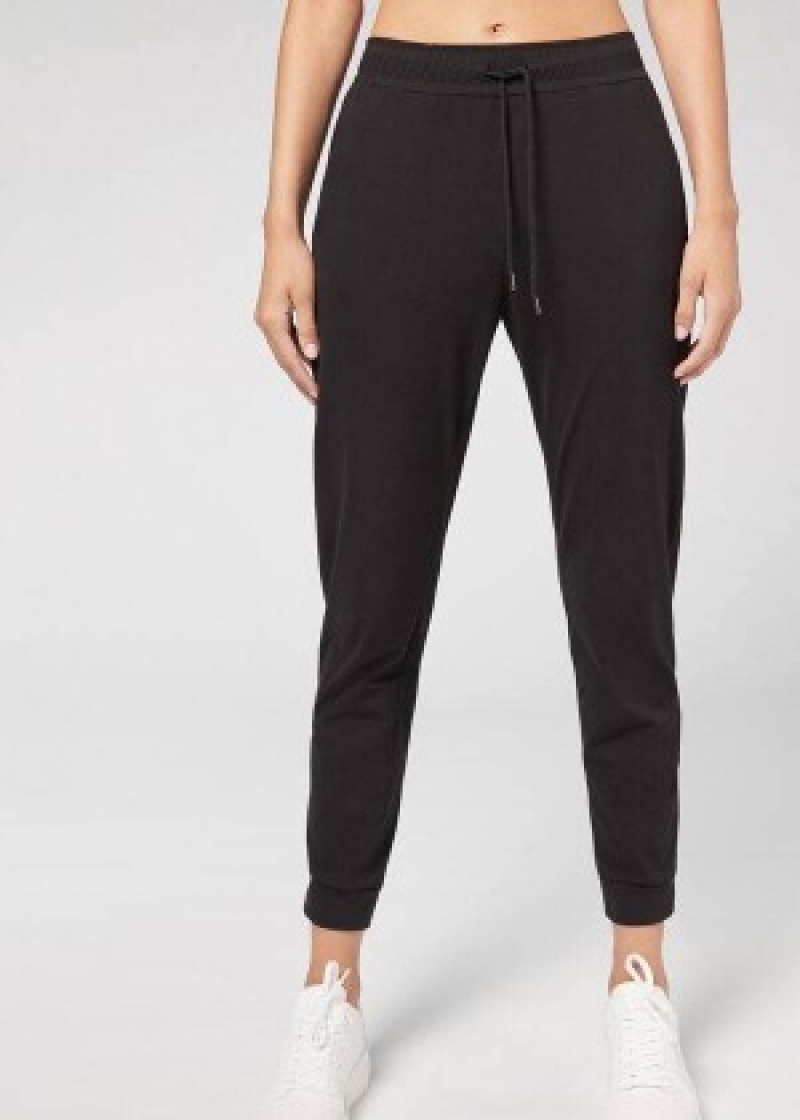 παντελονι Calzedonia Jogger in Ultra Light Supima βαμβακερα γυναικεια μαυρα | GR2734ZG