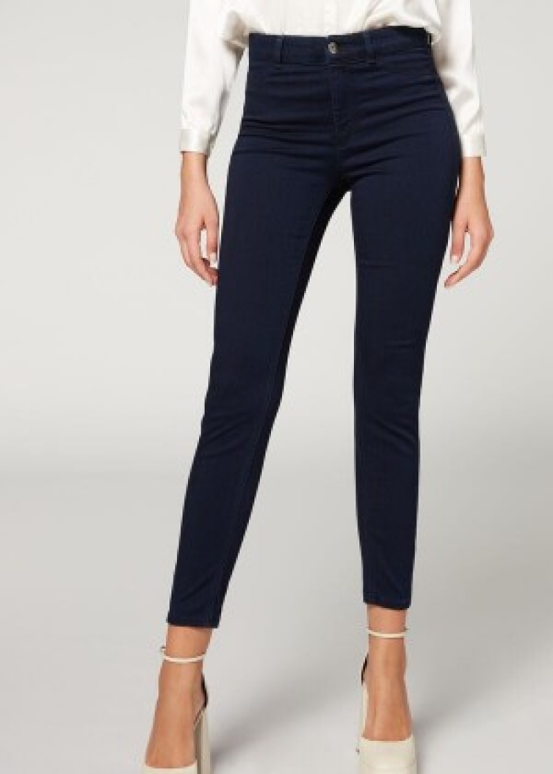 παντελονι Calzedonia Soft Touch Thermal Κοκαλιάρης γυναικεια σκουρο μπλε | GR2741DN