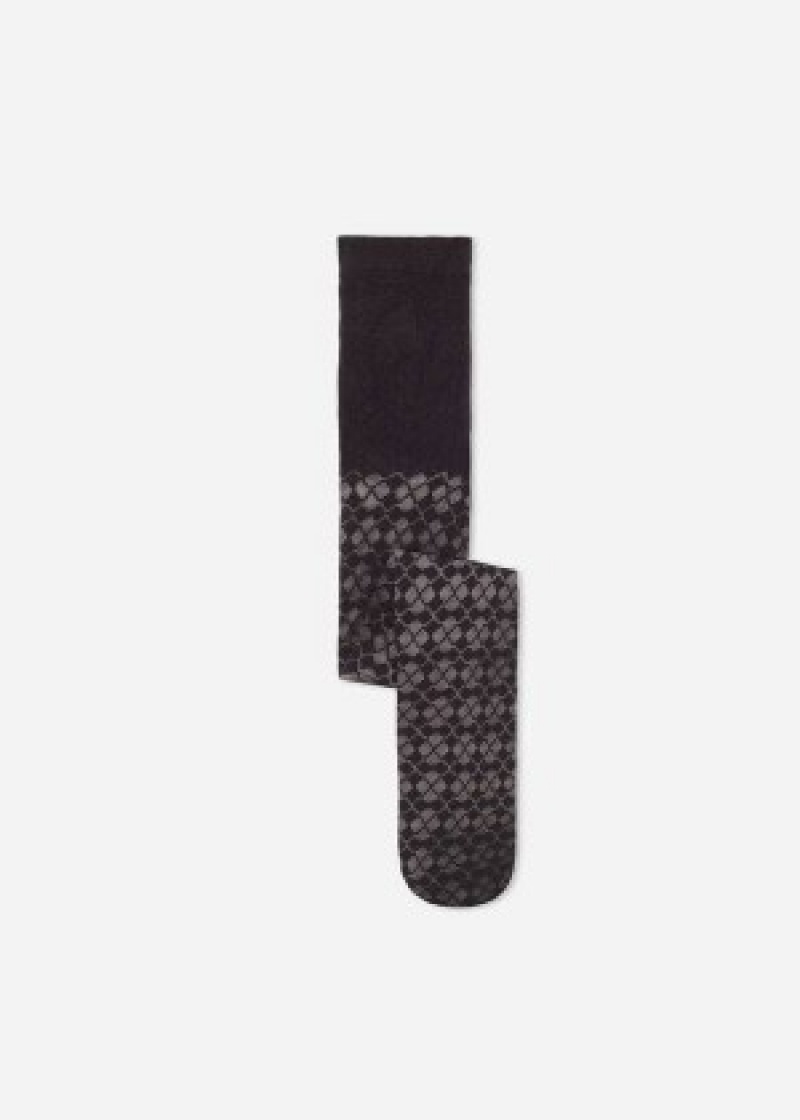 κολαν Calzedonia Argyle Eco Mesh παιδικα μαυρα | GR2957PQ