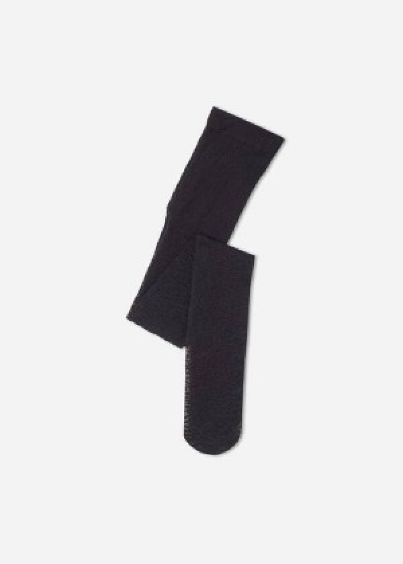 κολαν Calzedonia Girls Spotted Fishnet παιδικα μαυρα | GR2975KI