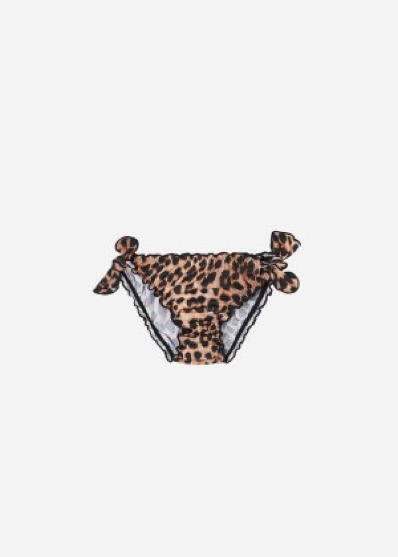 Μαγιό Calzedonia Animal Print Bottom Bilbao παιδικα μαυρα καφε | GR3019LH