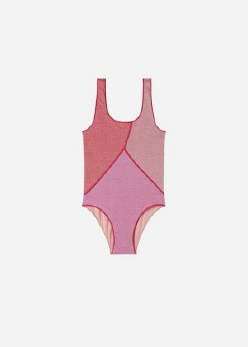 Μαγιό Calzedonia Lamé One Piece Lisbona παιδικα ροζ | GR3041VD