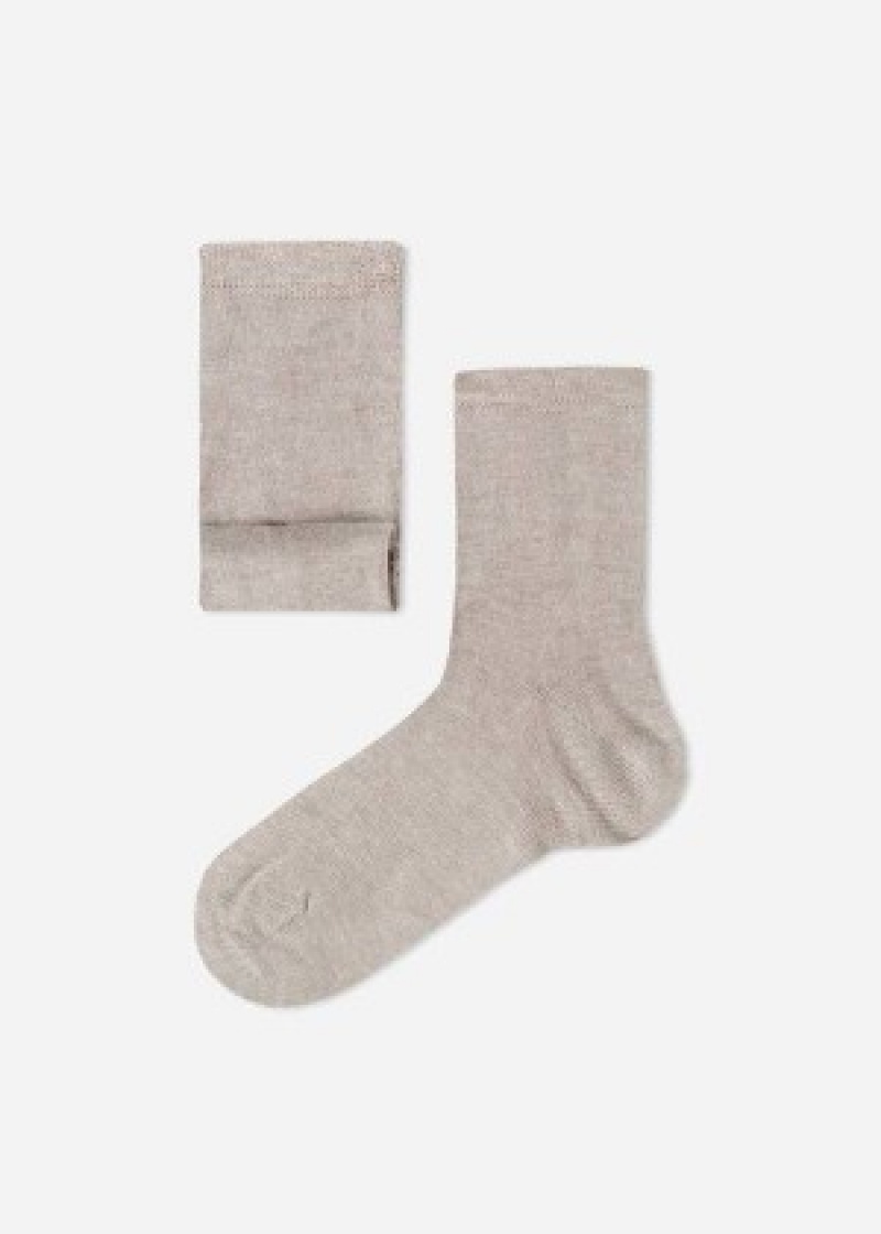 καλτσεσ Calzedonia Cashmere Blend κοντο παιδικα Μπεζ καφε | GR3164HK